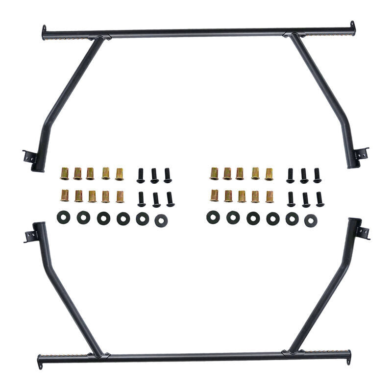 2 Pcs Front & Rear Black Steel Adjustable UTE Tub Ladder Rack Roll Bar URACK-004 - Machter