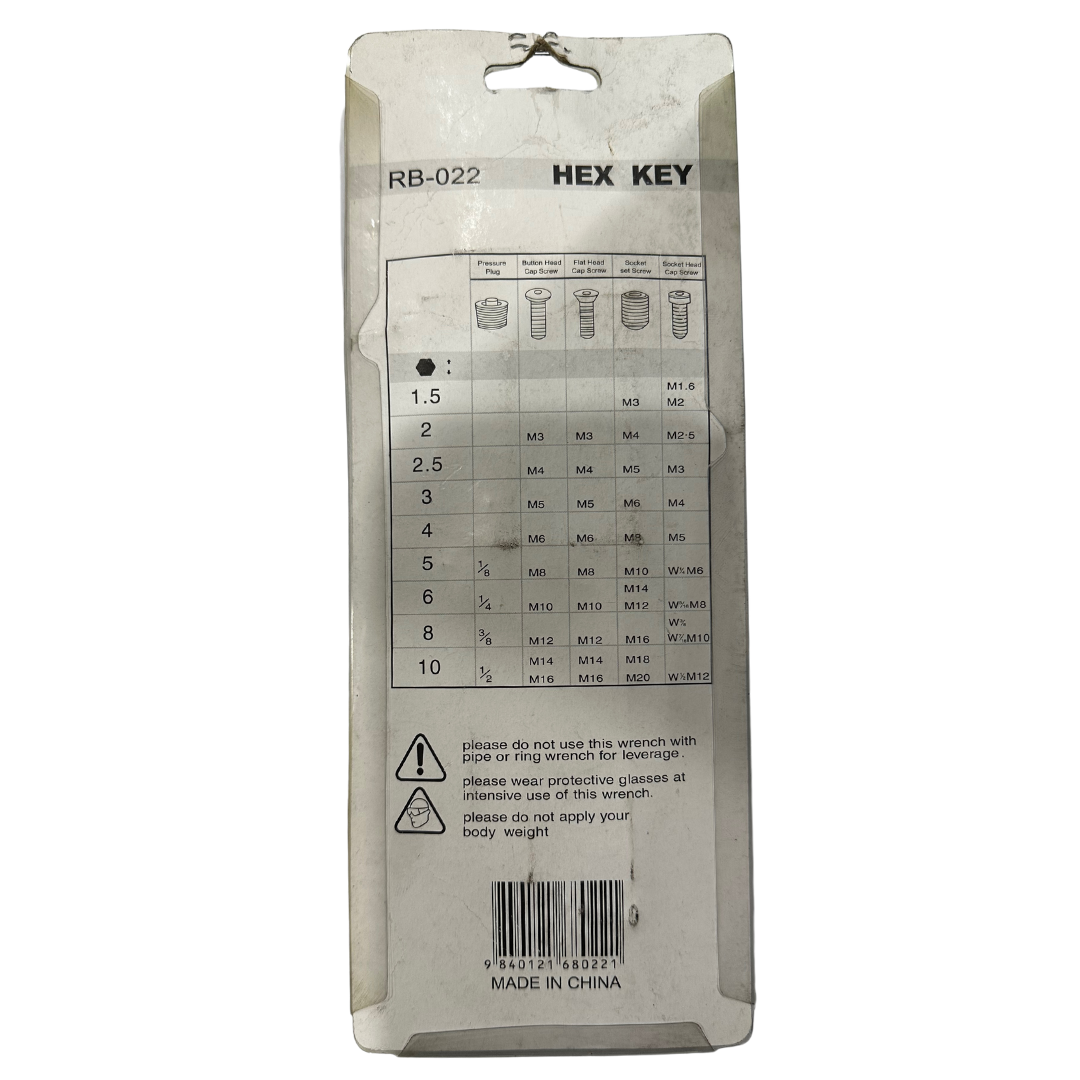 Hex Key Set CRV 25 Degrees