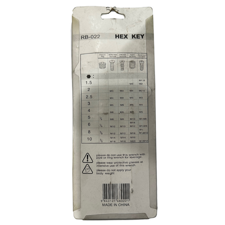 Hex Key Set CRV 25 Degrees | Universal Auto Spares