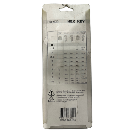 Hex Key Set CRV 25 Degrees