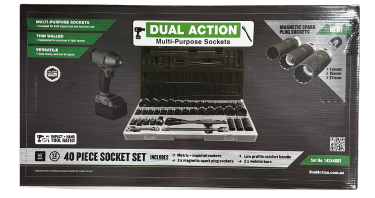 Action 40 Piece 1/2″ Drive Metric & AF Impact Socket Set - Dual Action