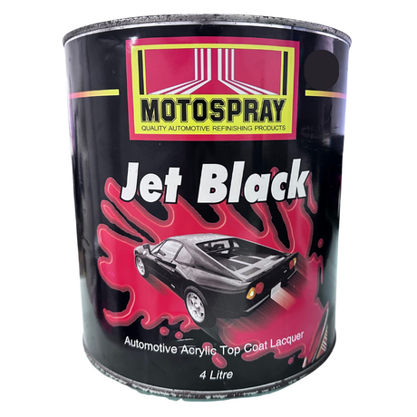 Jet Black Acrylic Top Coat Lacquer 4L - Motospray | Universal Auto Spares