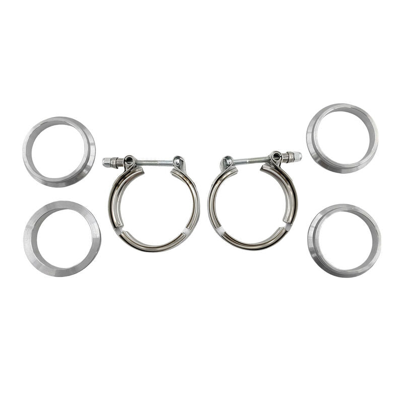 2 x 2.25" Inch V-Band Clamps 304 Stainless Steel Flange Exhaust Pipe - Machter