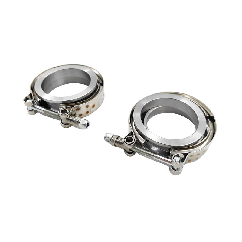 2 x 2.25" Inch V-Band Clamps 304 Stainless Steel Flange Exhaust Pipe - Machter
