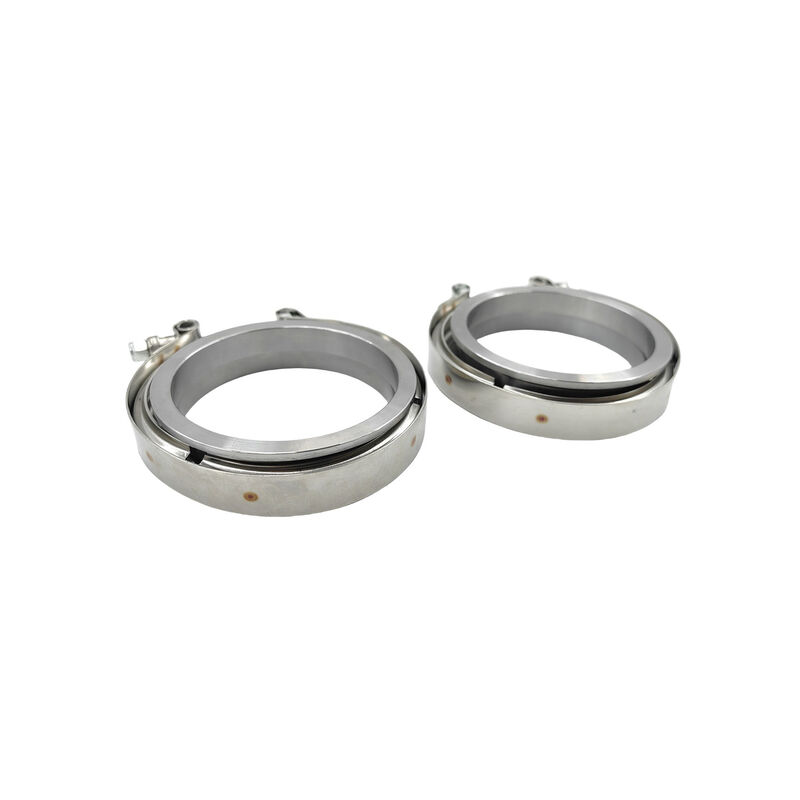 Pair 3.5" Inch V-Band Clamps Flange Kit 304 Stainless Steel Exhaust Pipe - Machter