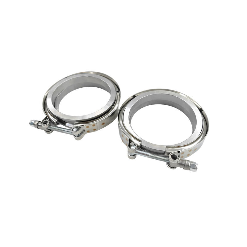 Pair 3.5" Inch V-Band Clamps Flange Kit 304 Stainless Steel Exhaust Pipe - Machter