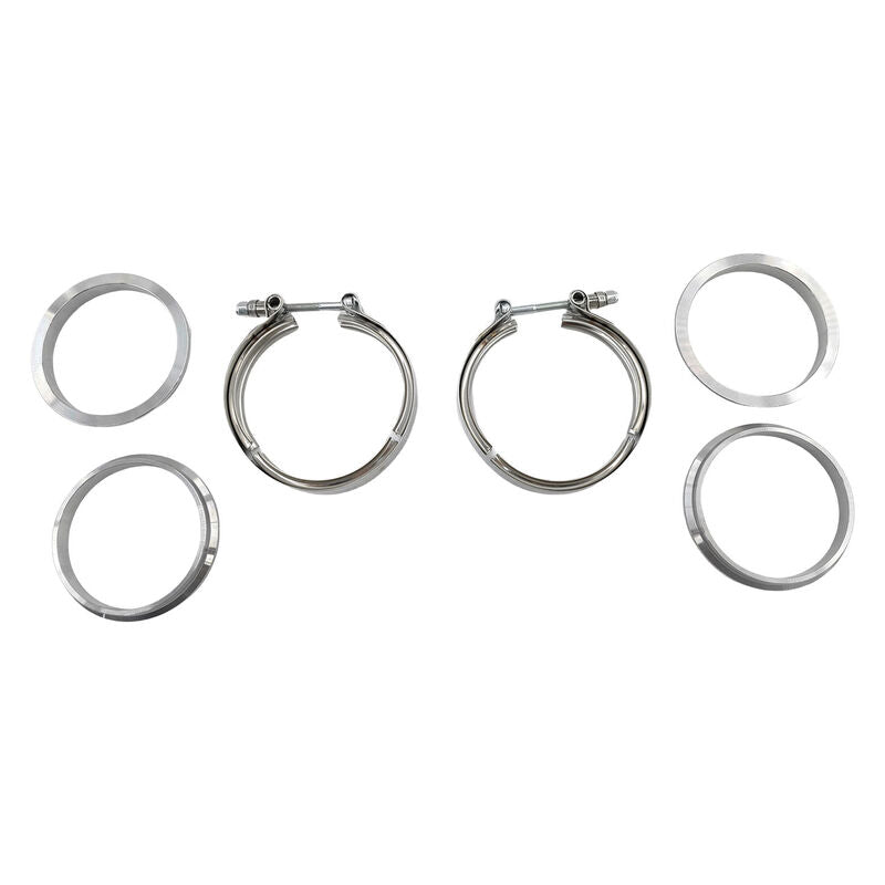 Pair 3.5" Inch V-Band Clamps Flange Kit 304 Stainless Steel Exhaust Pipe VBCM-350-2PCS - Machter
