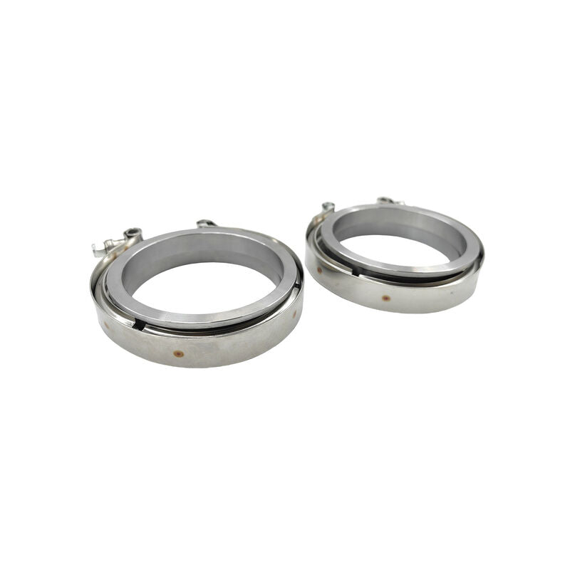Pair 3.5" Inch V-Band Clamps Flange Kit 304 Stainless Steel Exhaust Pipe VBCM-350-2PCS - Machter