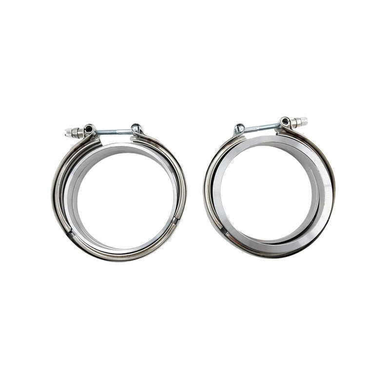 Pair 4" Inch 102mm V-Band Clamps 304 Stainless Steel Flange Exhaust Pipe Tailpipe VBCM-400-2PCS - Machter