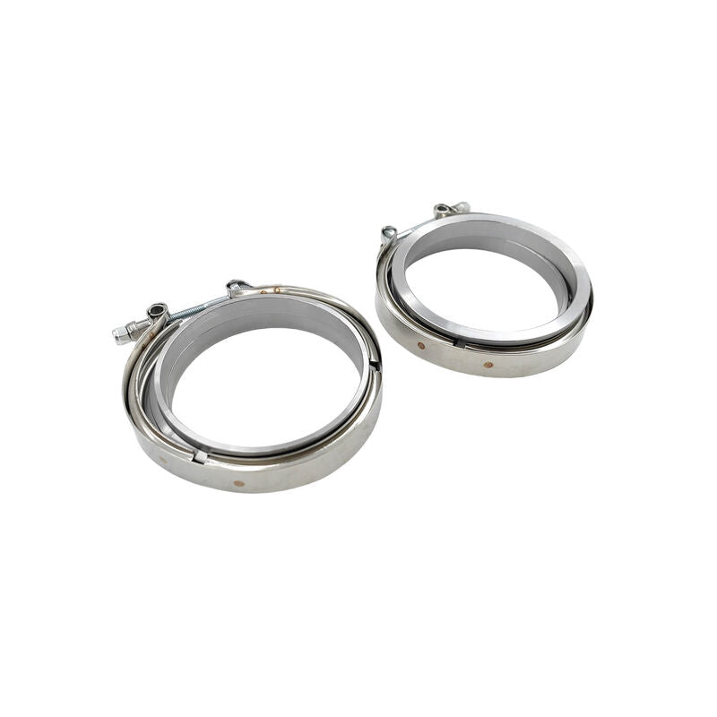 Pair 4" Inch 102mm V-Band Clamps 304 Stainless Steel Flange Exhaust Pipe Tailpipe VBCM-400-2PCS - Machter