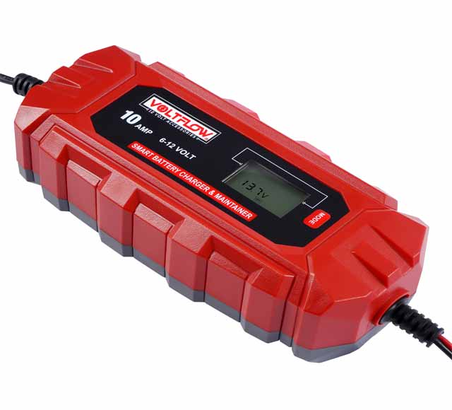 10 Stage Fully Automatic 10 AMP 6-12V Smart Charger and Maintainer - VoltFlow