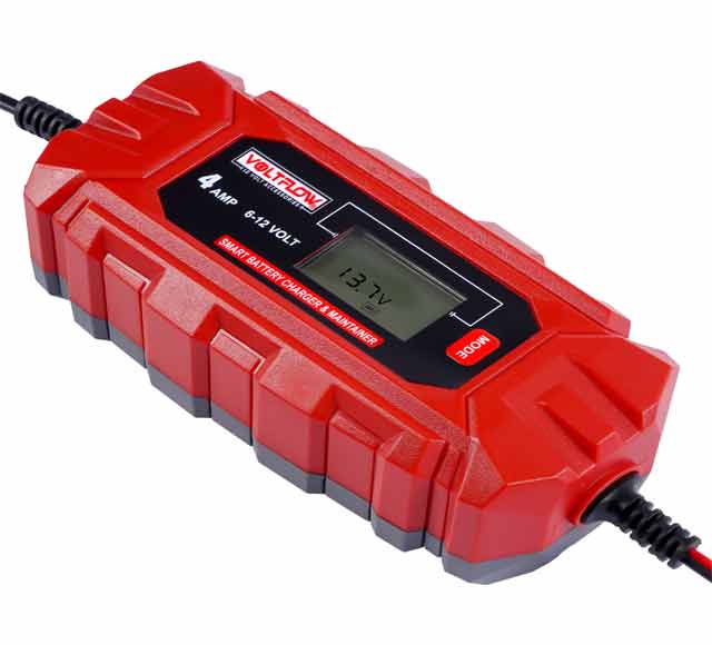 10 Stage Fully Automatic 4 AMP 6-12V Smart Charger and Maintainer - VoltFlow