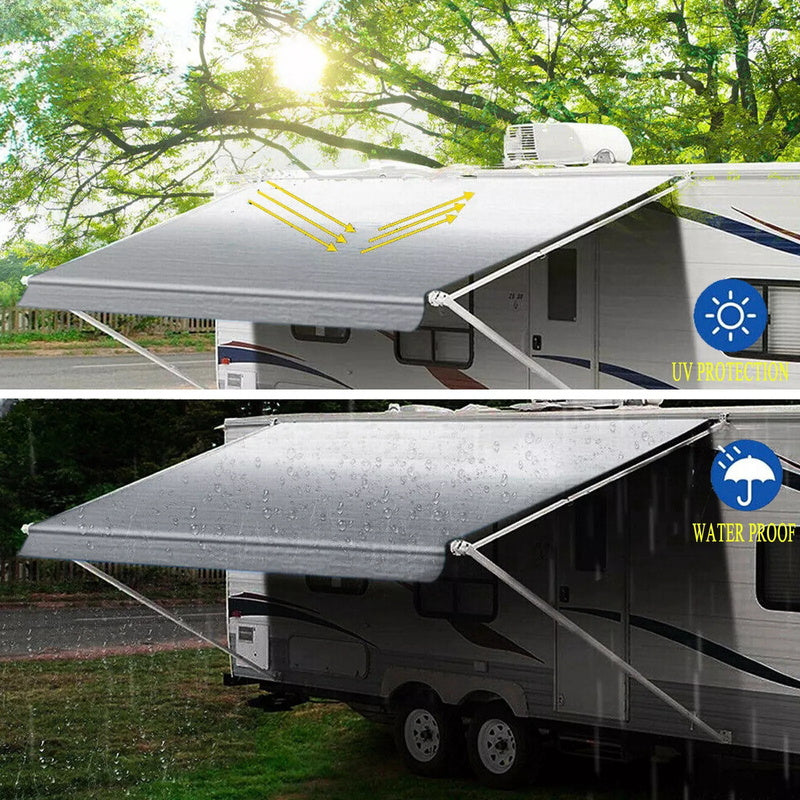 12 Ft Awning Vinyl Replacement Fabric Gray Fade Caravan Roll Out Awning 3.4m x 2.5m VINY-12 - Machter