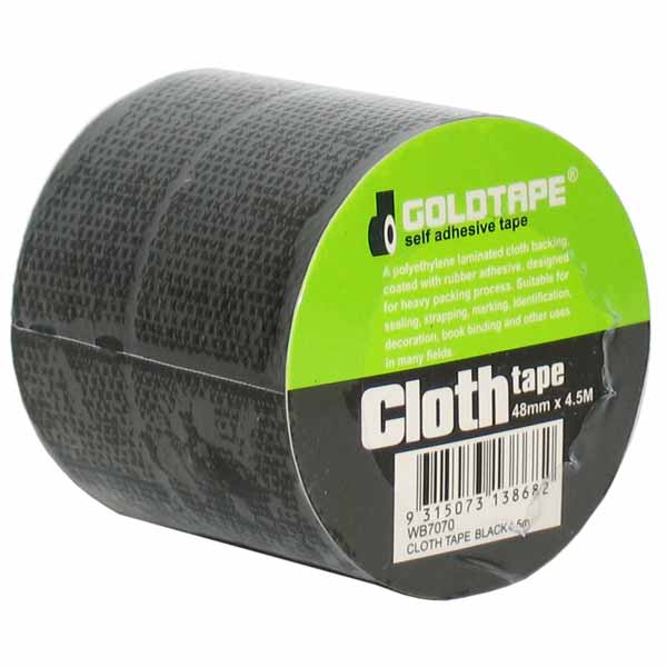 Black Cloth Tape 48mm x 4.5m - GOLDTAPE | Universal Auto Spares