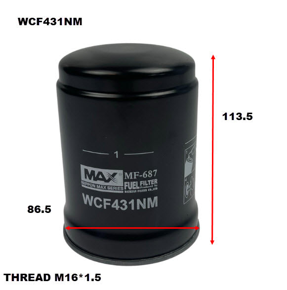 Diesel Fuel Filter Fits Hyundai Fits Hyundai WCF431NM - Wesfil | Universal Auto Spares