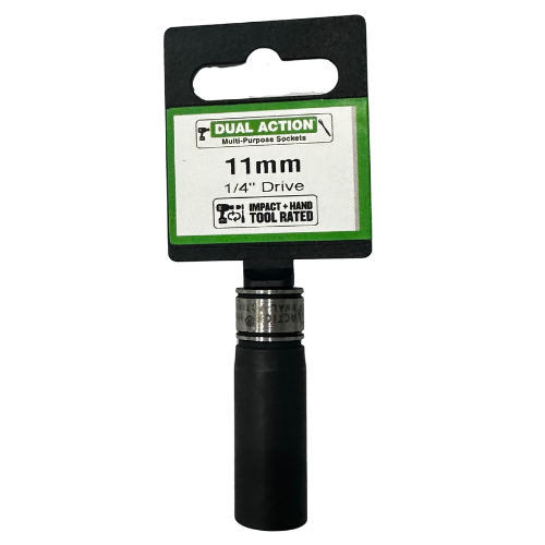 11mm 1/4" Drive Socket 6-Point Deep - Dual Action