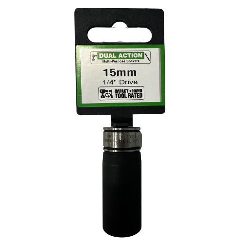 15mm 1/4" Drive Socket 6-Point Deep - Dual Action