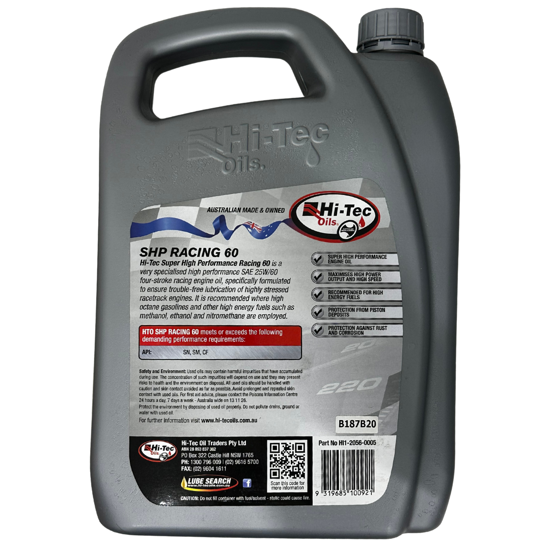 SHP RACING 60 Super High Performance Engine Oil 5L - Hi-Tec Oils | Universal Auto Spares