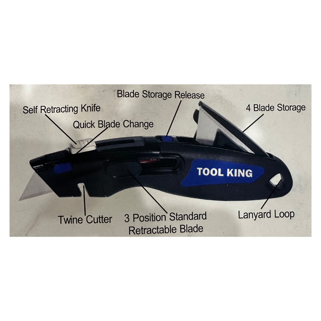 2 In 1 Retractable Utility Knife Includes 3 Standard Utility Blades - Tool King