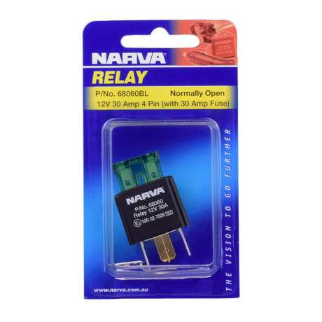 12V 30A 4 Pin Type Fused Relay 0.15A Current Draw - Narva