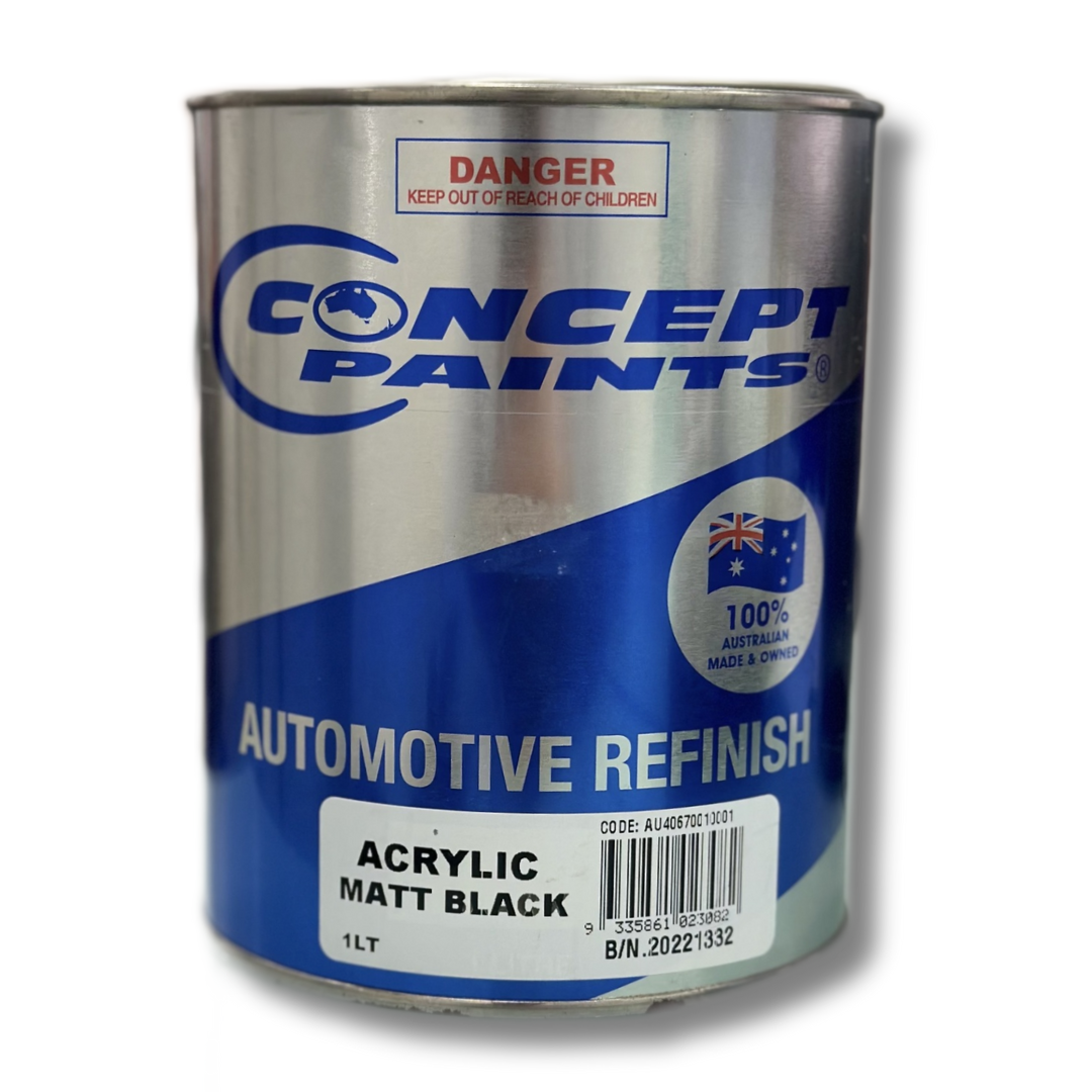 Acrylic Matt Black Automotive Refinish 1L - Concept Paints