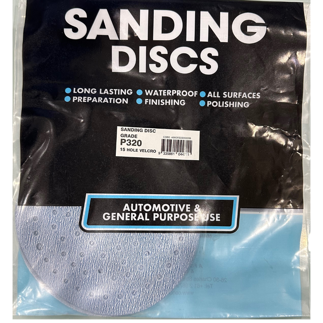 Sanding Discs P320 15 Hole Velcro Feathering/ Polishing 150mm 5 Pieces - Concept Paint