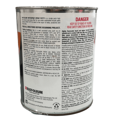 Gold Filler Spray Putty Repair, High Build & Easy Sand 1L - Rust-Oleum