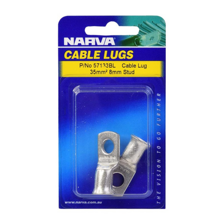 35MM2 8mm Stud Flared Entry Cable Lug Twin Pack - Narva | Universal Auto Spares