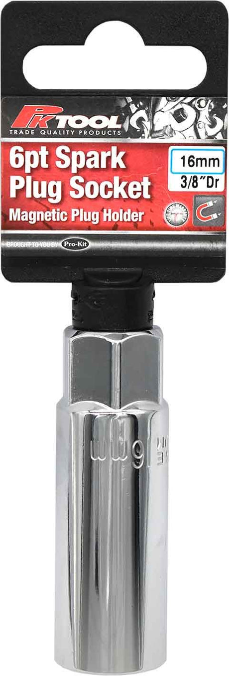 6 Point 3/8" DR 16mm Magnetic Spark Plug Socket - PKTool | Universal Auto Spares