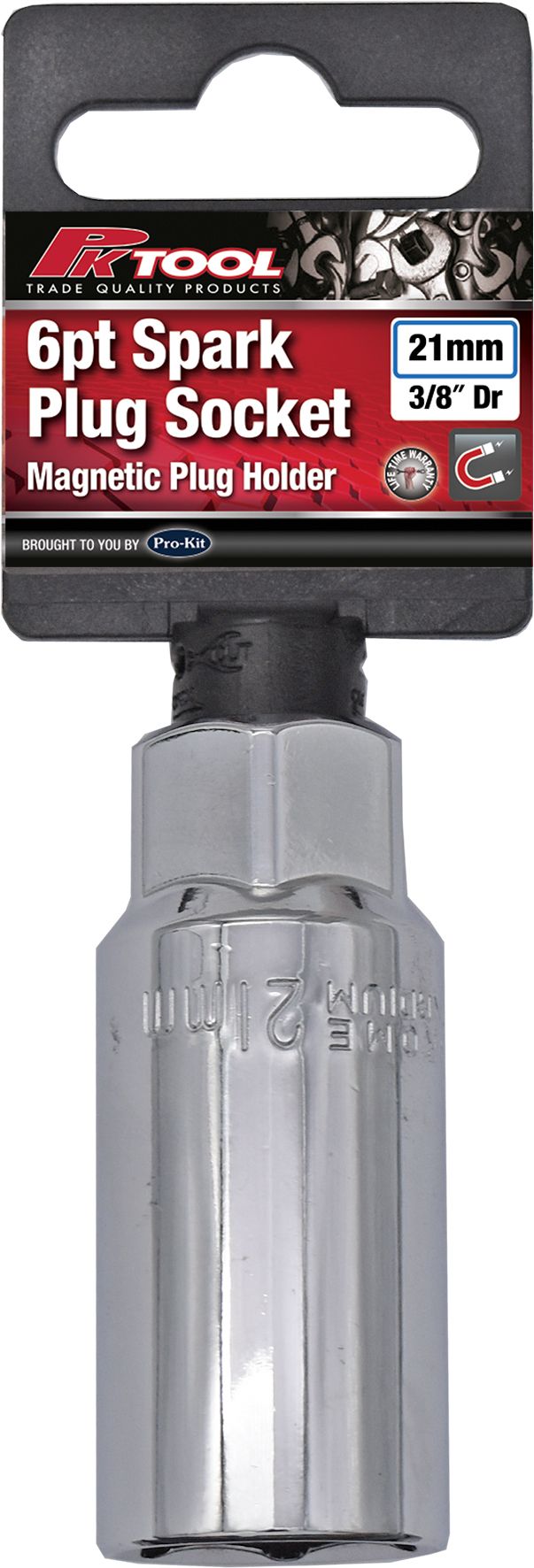 6 Point 3/8" DR 21mm Magnetic Spark Plug Socket Holder - PKTool