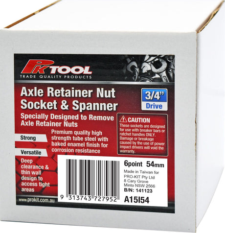 54mm 6 Point Axle Retainer Nut Socket & Spanner - PKTool