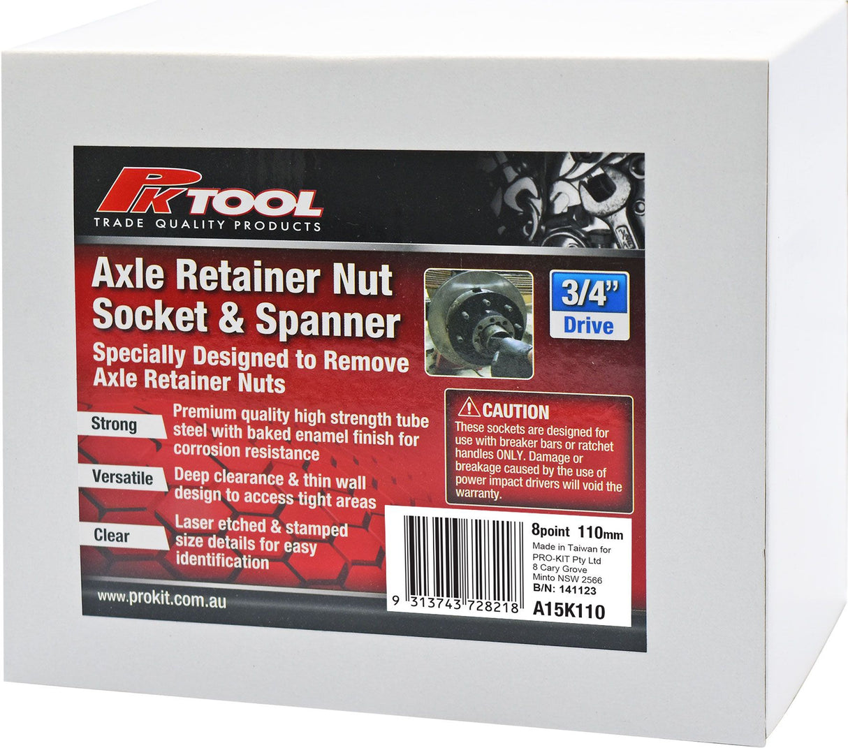 110mm 8 Point Axle Retainer Nut Socket & Spanner - PKTool
