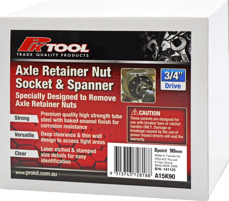 90mm 8 Point Axle Retainer Nut Socket & Spanner - PKTool