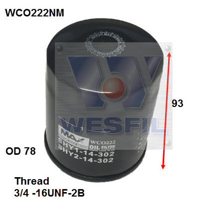 Oil Filter Z1035 Fits Mazda WCO222NM - Wesfil