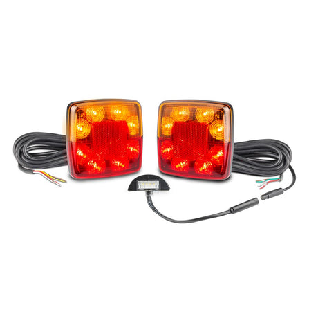 5M Small Square LED Trailer Lamp Kit Reflex Reflector & Licence Plate Lamp Stop/Tail/Indicator - LED AutoLamps