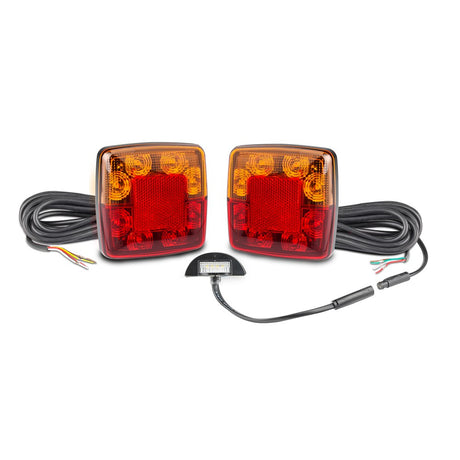 5M Small Square LED Trailer Lamp Kit Reflex Reflector & Licence Plate Lamp Stop/Tail/Indicator - LED AutoLamps