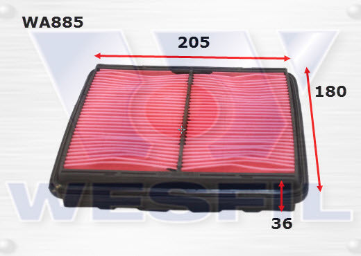Air Filter A1249 Fits Honda WA885 - Wesfil