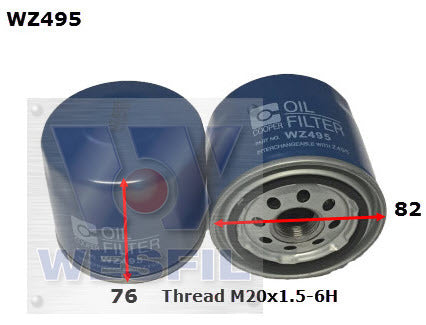 Oil Filter Z495 Fits Subaru WZ495 - Wesfil