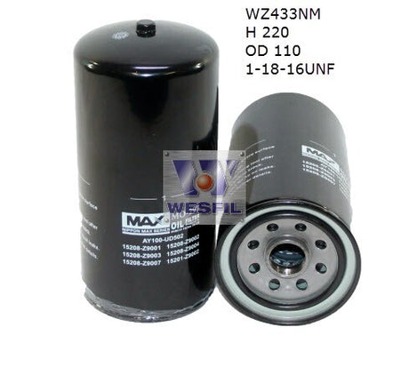 Oil Filter Z433 Fits Nissan WZ433NM - Wesfil