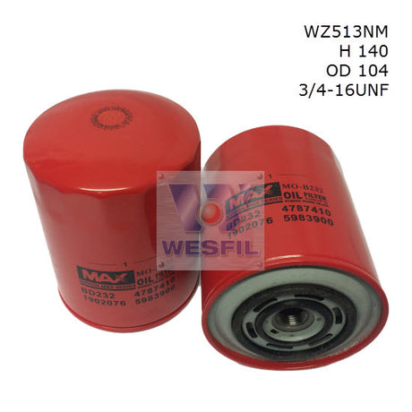 Oil Filter Z513 Fits IVECO WZ513NM - Wesfil