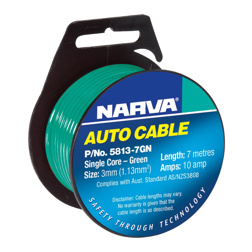 10A 3mm Green Single Core Cable (7m) - Narva