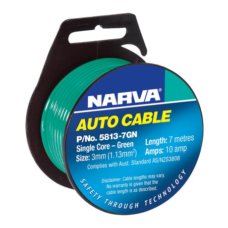 10A 3mm Green Single Core Cable (7m) - Narva | Universal Auto Spares