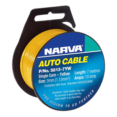 3mm 10 Amp Yellow Single Core Cable (7m) - Narva | Universal Auto Spares