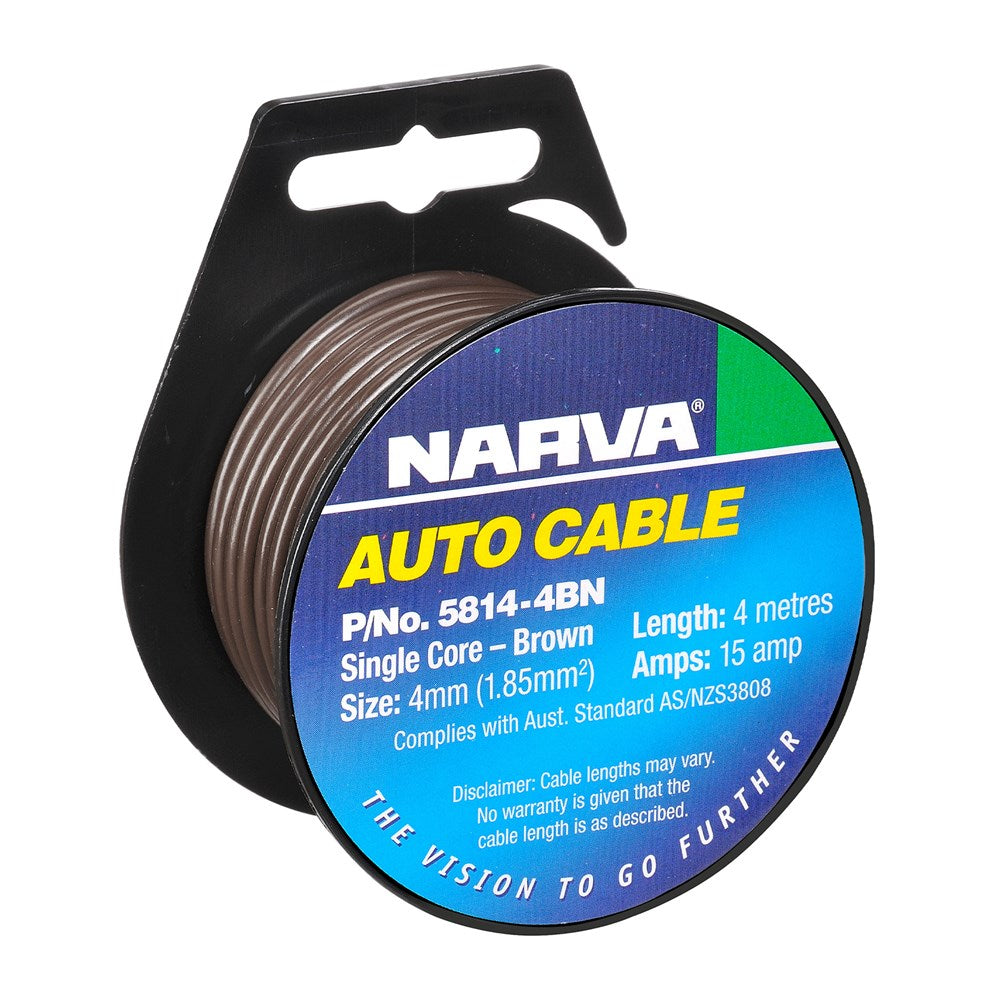 Cable Single Core 4mm 15A 4M Brown - Narva