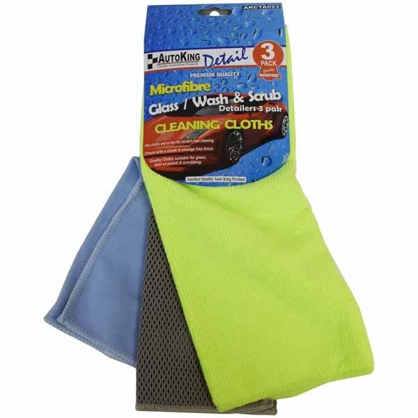 Microfibre Cloths Car Glass, Wash, & Scrub 3 Pack - Master Detailer