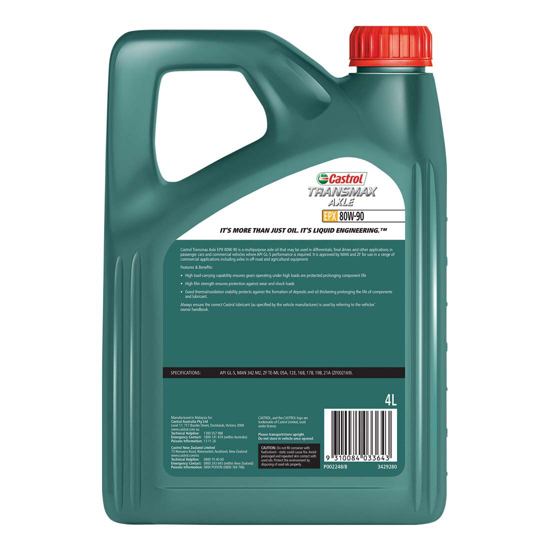 TRANSMAX Axle Epx 80W - 90 4L - Castrol - Gear & Differential Oils - Castrol