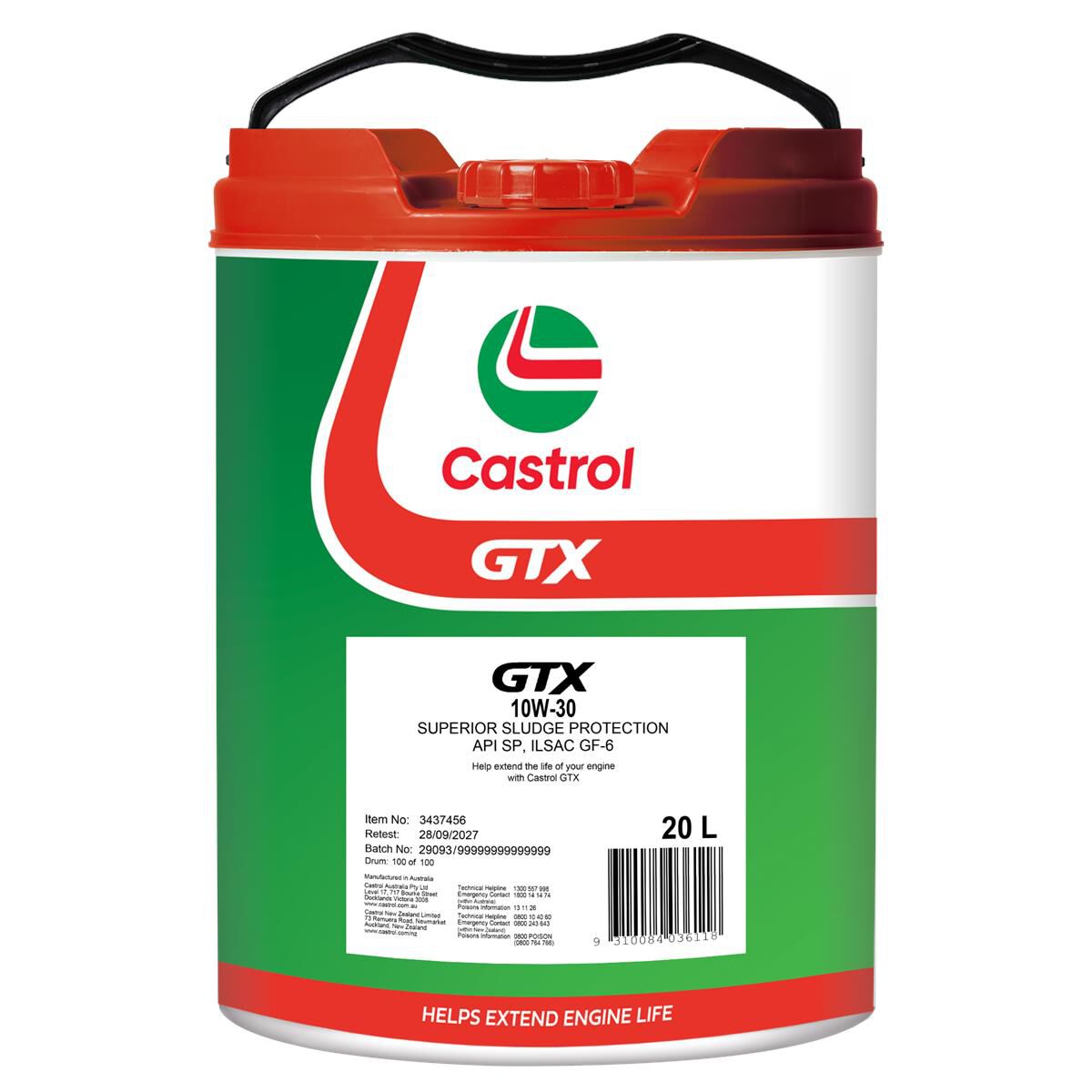 GTX 10W - 30 20L - Castrol - Semi Synthetic Engine Oil - Castrol