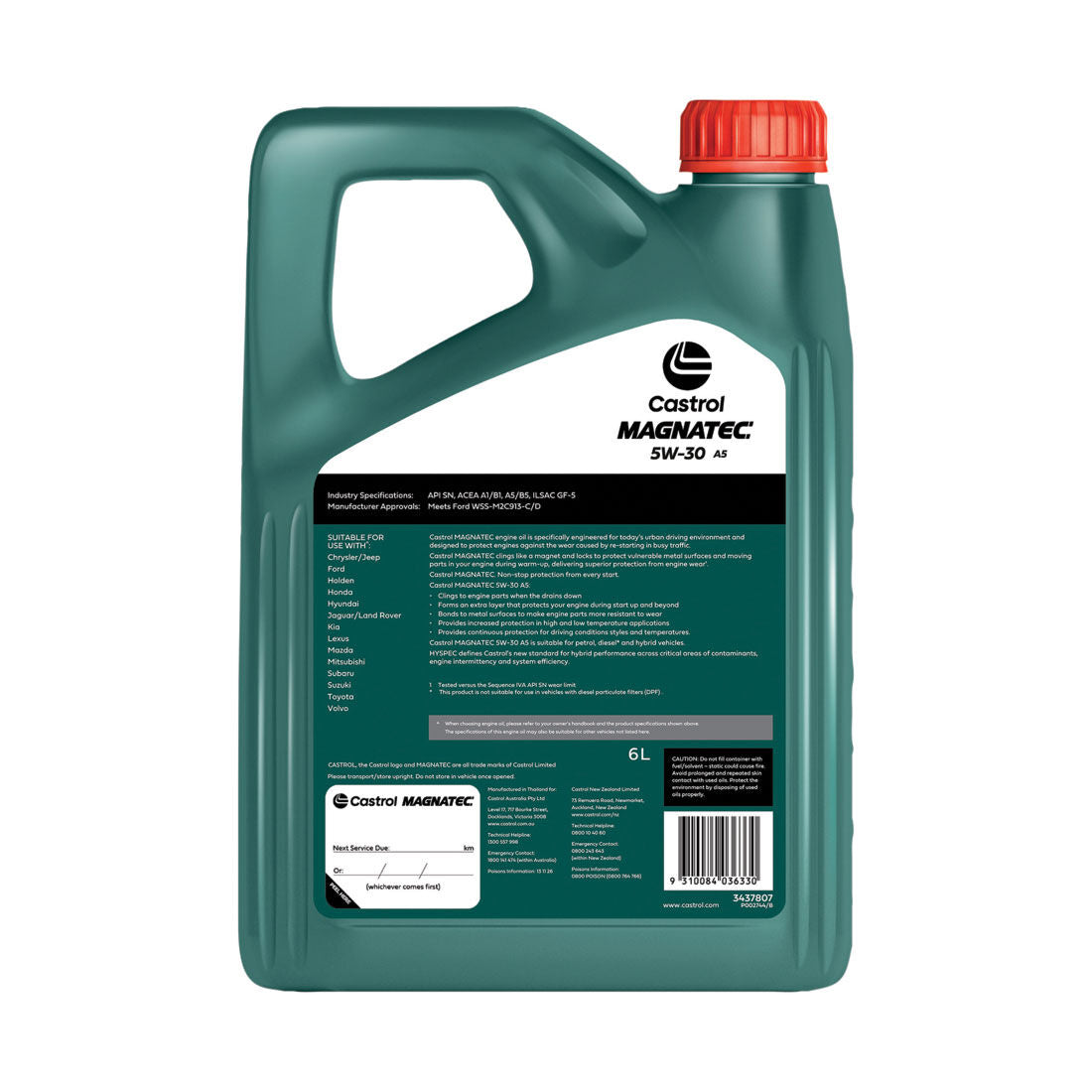 MAGNATEC 5W - 30 A5 6L - Castrol - Full Synthetic Engine Oil - Castrol