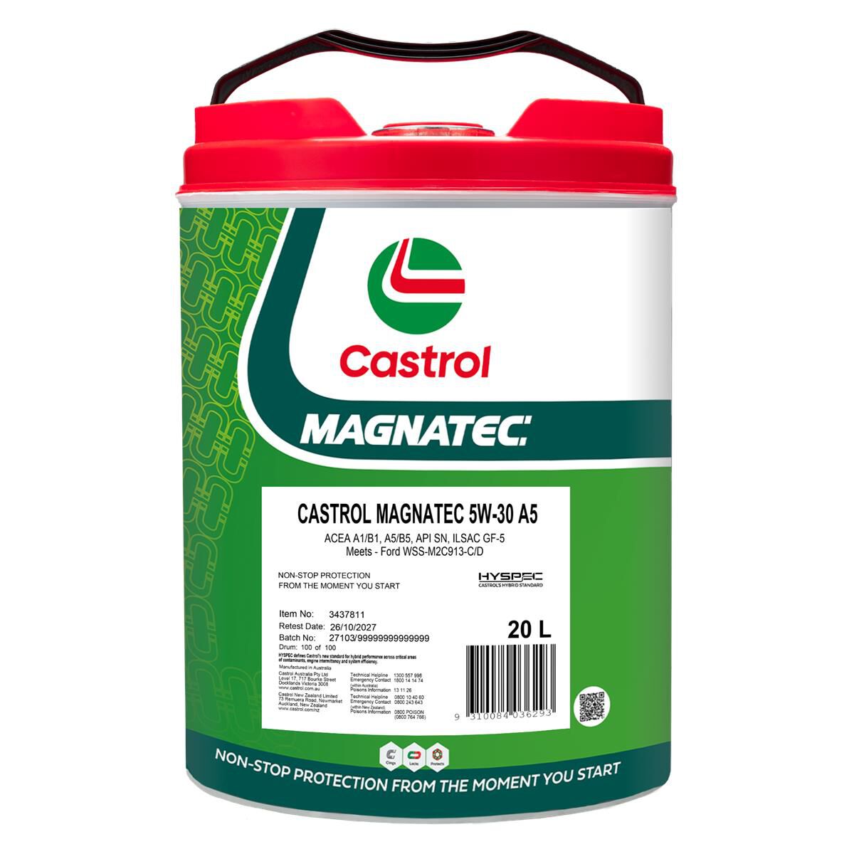 MAGNATEC 5W - 30 A5 20L - Castrol - Full Synthetic Engine Oil - Castrol
