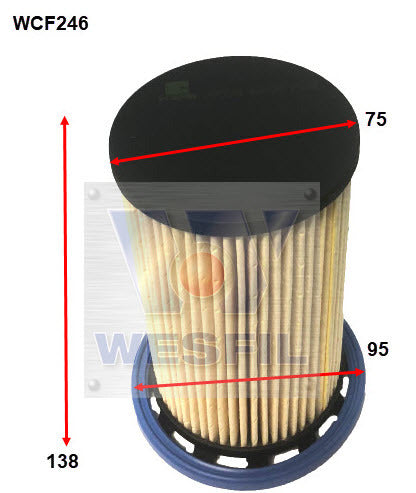 Diesel Fuel Filter R2725P Fits Audi/VW WCF246 - Wesfil